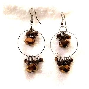 Dangle hoop and crystal earrings